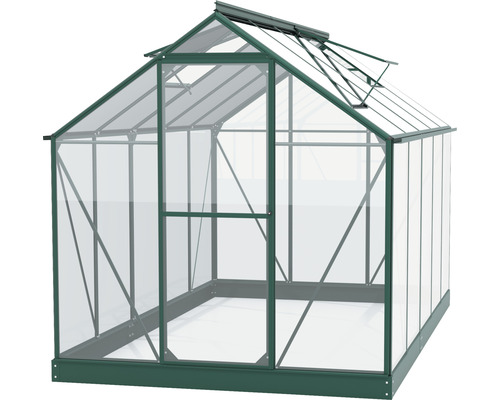 Serre avec fenêtres de toit et porte