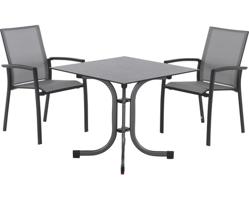 Dining-Set Siena Garden Velia 2 Sessel + Tisch Sola 80 x 80 cm