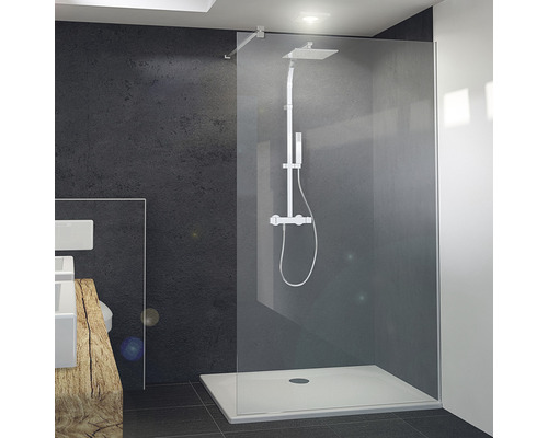 Paroi de douche à l'italienne Breuer Panorama 140 cm profilé couleur chrome verre décoratif satiné