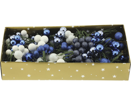 Spiegelbeeren aus Glas blau und weiss