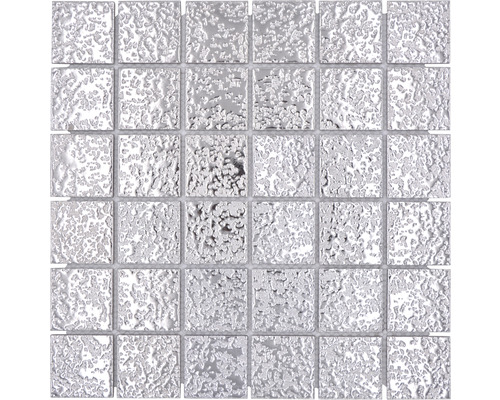 Mosaïque en céramique SB 595, argent, 30,6x30,6 cm Mosaïque avec éléments carrés