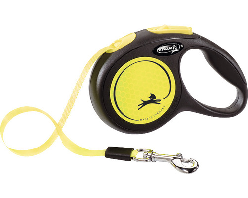 Laisse pour chiens flexi New Classic Neon sangle Taille XS 3 m noir Laisse à enrouleur Flexi avec sangle et mousqueton
