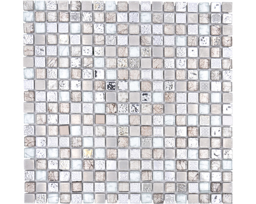 Mosaïque en verre XCM M680 mélange gris 30x30 cm Mosaïque avec éléments carrés