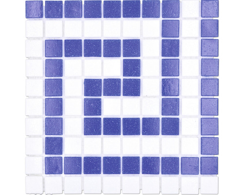 Mosaïque de piscine GM BO 16P bleu/blanc 21.7x21.7 cm Mosaïque avec carrés en deux tons