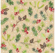 Motif de Noël avec pommes de pin, houx, gui et étoiles