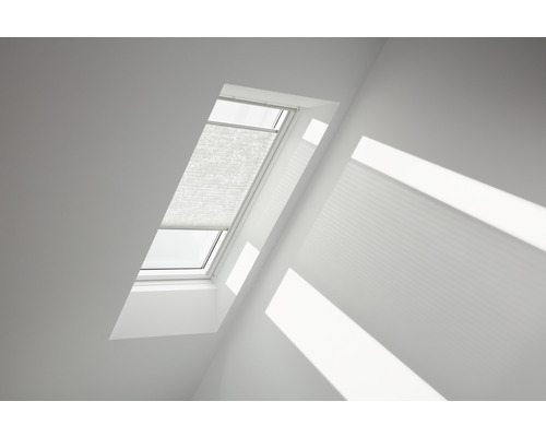 Store plissé Velux blanc à motif à commande manuelle FHL UK10 1256SWL