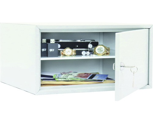 Rottner Coffre-fort Homecase 4 gris clair Coffre-fort ouvert avec des objets de valeur