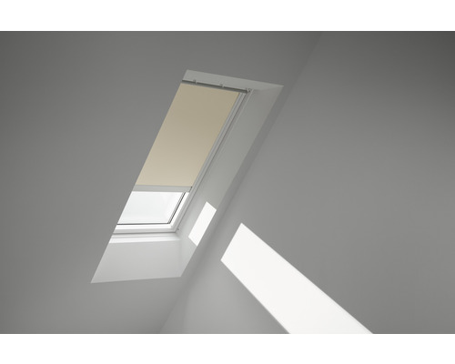 VELUX Verdunkelungsrollo uni hellbeige solarbetrieben Rahmen weiss DSL M10 1085SWL