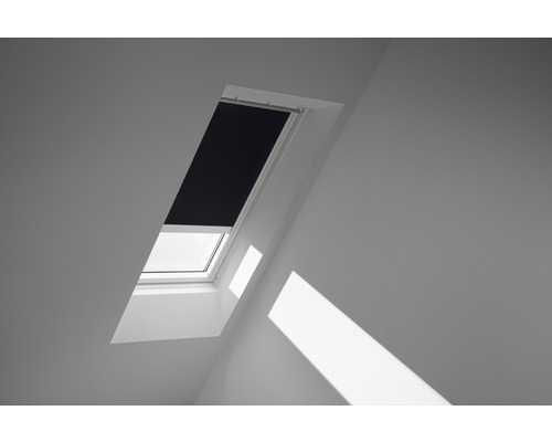 Store occultant VELUX uni noir à énergie solaire cadre blanc DSL F08 3009SWL