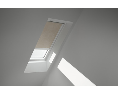 VELUX Verdunkelungsrollo sandbeige gepunktet solarbetrieben Rahmen weiß DSL SK08 4579SWL