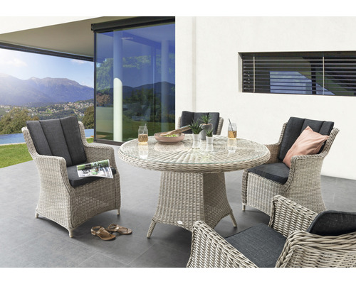 Ensemble de jardin Seating Group Luna 120ER VIN Aluminium Polyrattan 4 places 5 pièces blanc