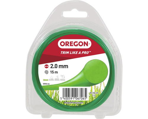 Fil de coupe OREGON 69-356-GR 2,0mm, 15m, vert Fil de coupe-bordure Oregon, diamètre 2,0 mm, longueur 15 m, emballé