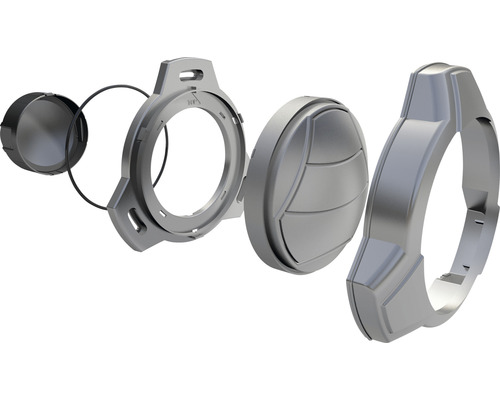 Schéma éclaté d''une fixation ronde grise pour un appareil