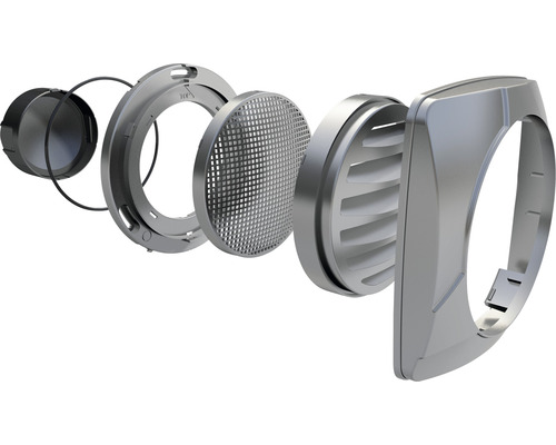 Vue éclatée d''un masque respiratoire avec filtre