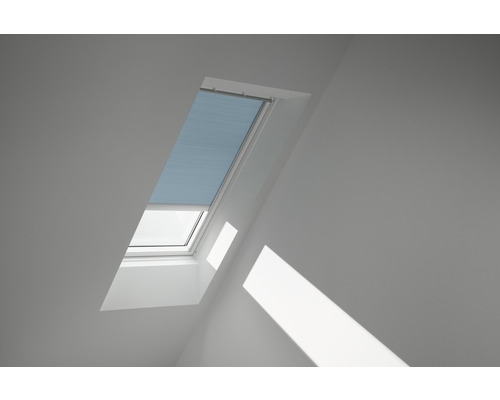 Store plissé Velux à énergie solaire bleu glacier uni FSC F04 1169S