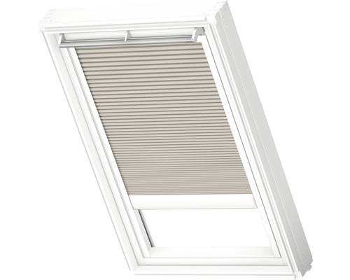 Store plissé alvéolaire Velux à commande électrique gris crème uni FMC PK06 1171S