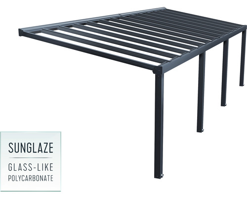 Terrasse en acier avec plaques de polycarbonate