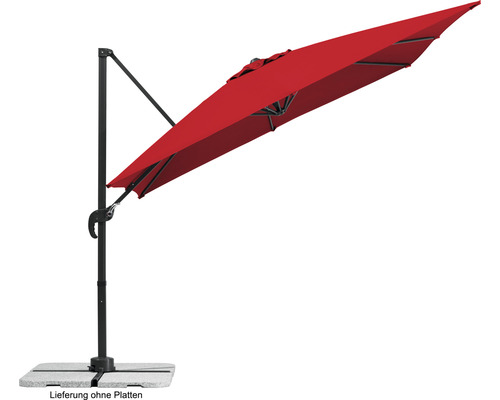 Parasol excentré rouge avec pied
