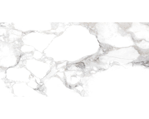 Carrelage sol et mur en grès cérame fin Haute White poli 60x120 cm