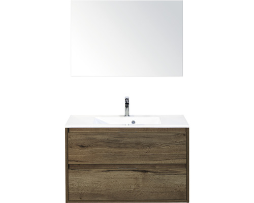 Badmöbel-Set sanox Porto 90 cm tabacco 3-teilig Unterschrank inkl. Mineralgusswaschbecken und Spiegel Badmöbel-Set sanox Porto 90 cm tabacco 3-teilig Unterschrank inkl. Mineralgusswaschbecken und Spiegel