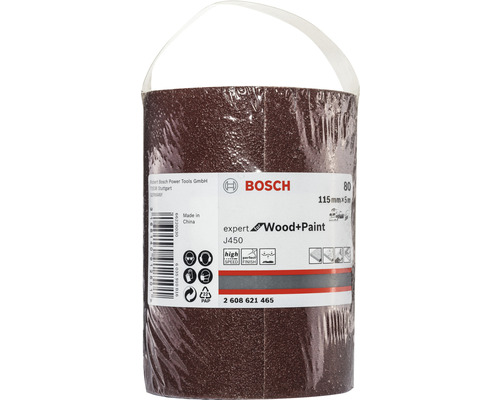 Rouleau de papier abrasif Bosch Expert Wood plus Paint, grain 80, 115 millimètres par 5 mètres