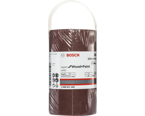 Rouleau de papier abrasif Bosch Expert pour bois et peinture, grain J450, 115 millimètres sur 5 mètres
