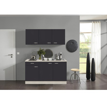 Kompakte Küchenzeile mit Unterschränken, Spüle und Hängeschränken in modernem Design