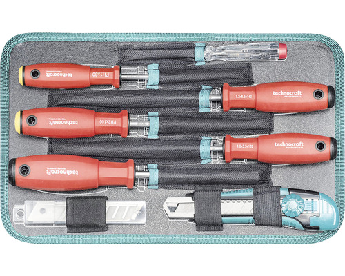 Technocraft Schraubendreher Set mit Cuttermesser in einer Aufbewahrungstasche