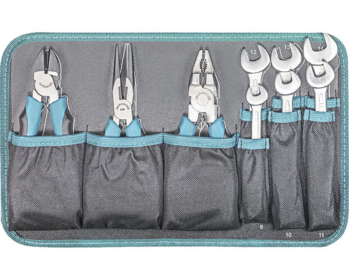 Werkzeugrolle mit Zangen und Schraubenschlüsseln