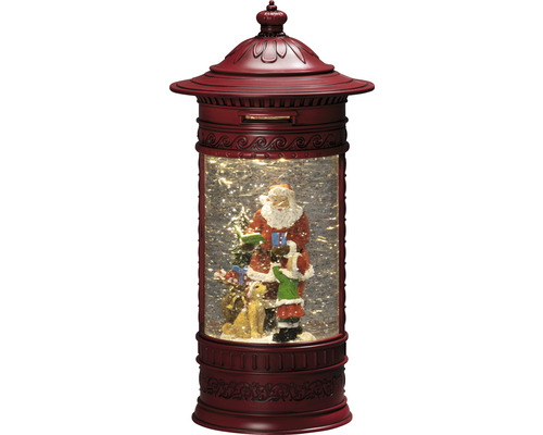 Boule à neige décorative avec figurine de Père Noël en forme de boîte aux lettres