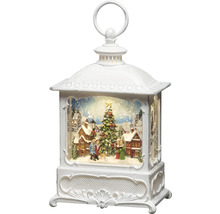 Lanterne à neige décorative avec scène de village d''hiver et éclairage LED pour la période de Noël