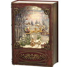 Décoration de Noël en forme de livre avec Père Noël, renne et paysage hivernal