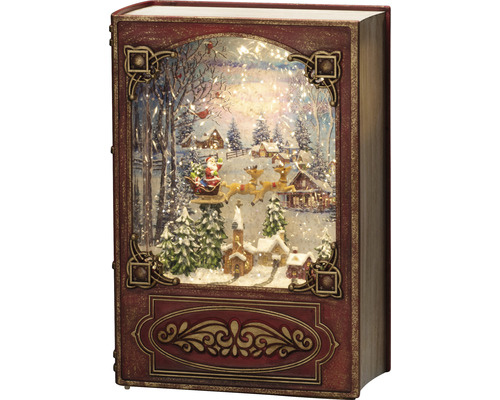 Décoration de Noël en forme de livre avec Père Noël, renne et paysage hivernal