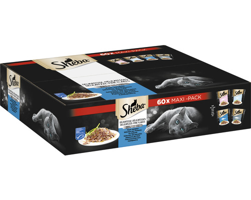 Pâtée pour chats Sheba Multi poisson 60 x 85 g Sheba nourriture pour chats multipack poisson en 60 sachets portions