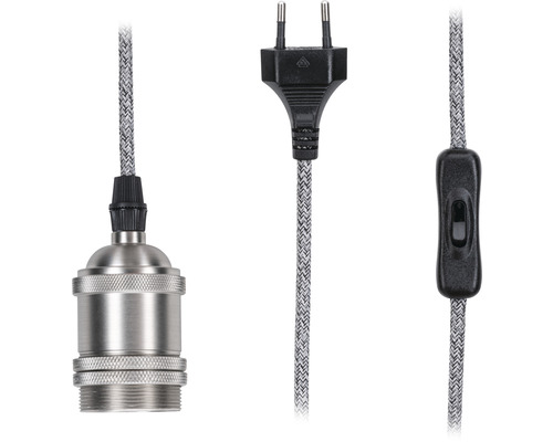 Suspension lumineuse avec douille, prise et interrupteur