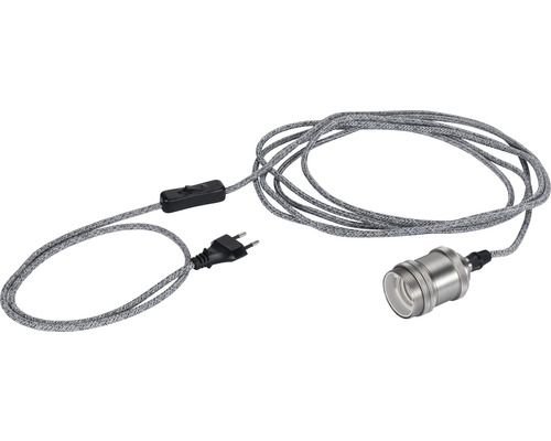 Douille de lampe avec câble textile, prise et interrupteur