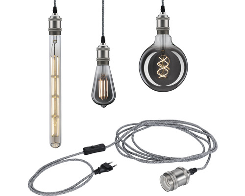 Différentes lampes avec câble, interrupteur et prise