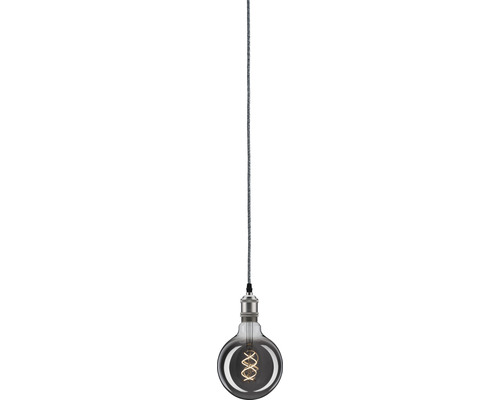 Suspension gris/nickel L 5 m suspension vintage prête à brancher avec interrupteur sur câble Suspension avec lampe spirale