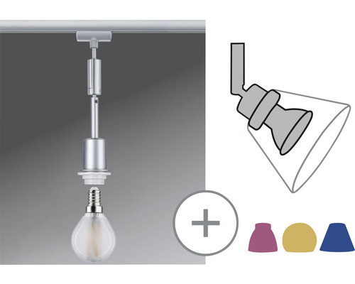 Image d''un luminaire pour montage sur rail avec abat-jours interchangeables