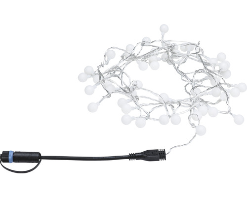 Lichterkette mit kleinen, runden Leuchten und Anschlusskabel