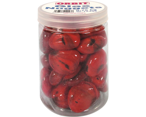 Pépites de verre dans un récipient transparent, poids de remplissage 0,75 kilogramme