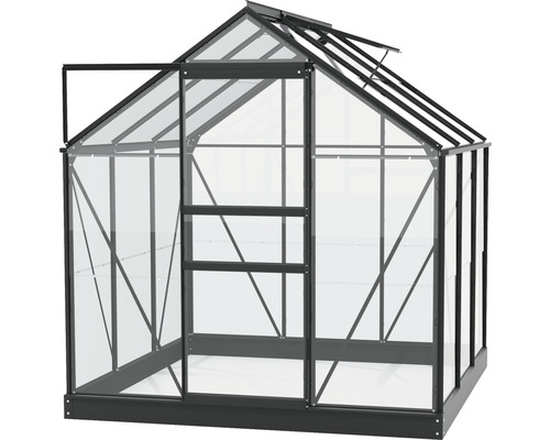 Serre avec porte ouverte et fenêtre de toit pour la culture de plantes