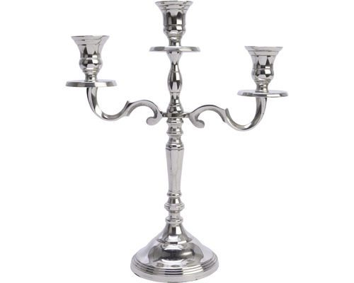 Bougeoir en aluminium à 3 branches Ø 23 cm h 30 cm argent Chandelier en métal à trois branches