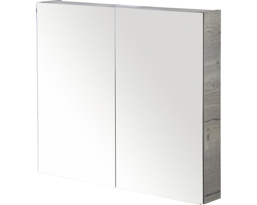 Armoire de toilette à miroir avec deux portes et décor en bois