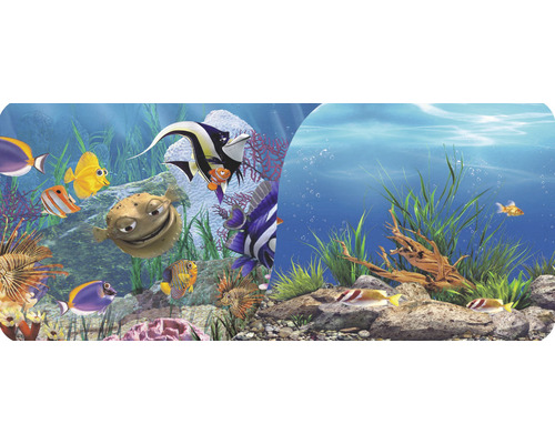 Aquariumrückwand mit Fischmotiven und Unterwasserpflanzen