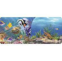 Aquariumrückwand mit Fischmotiven und Unterwasserlandschaft