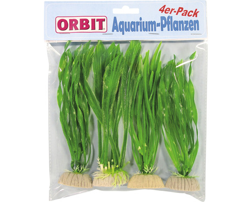 Plantes aquatiques en plastique petites feuilles longues 20 cm 4 pièces vert Pack de quatre plantes d''aquarium artificielles Orbit