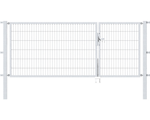 Portail double ALBERTS Flexo 100+200 x 120 cm 6/5/6 cadre 40x40 avec poteau 8 x 8 cm galvanisé à chaud