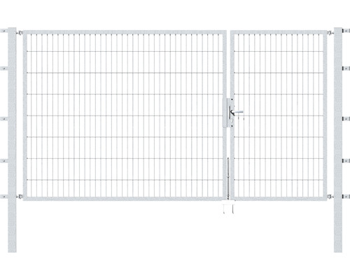 Portail double ALBERTS Flexo 100+200 x 160 cm 6/5/6 cadre 40x40 avec poteau 8 x 8 cm galvanisé à chaud