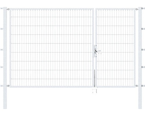 Portillon double ALBERTS Flexo 100+200 x 180 cm 6/5/6 dormant 40x40 avec poteaux 8 x 8 cm galvanisé à chaud